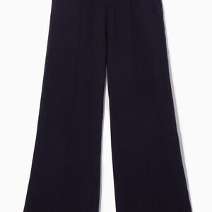 COS FLARED KNITTED WOOL DARK NAVY TROUSERS XS